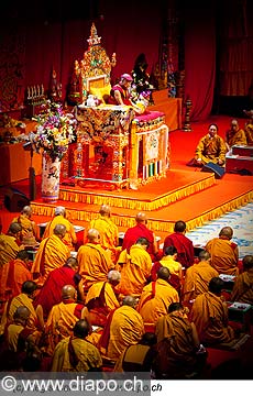 12723 - Photo: Tenzin Gyatso, le dala-lama, le plus haut chef spirituel du Tibet  Lausanne en Suisse