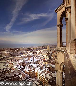 8458 - Suisse - Lausanne sous la neige depuis la Cathdrale