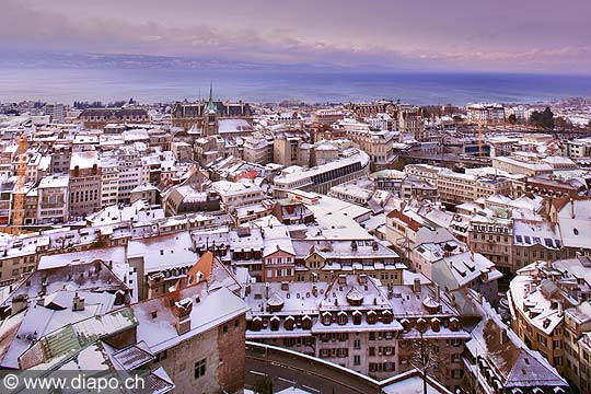 8467 - Suisse - Lausanne sous la neige depuis la Cathdrale