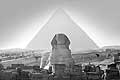 3399 - le Sphinx et la pyramide de Khephren - Egypte - le Caire